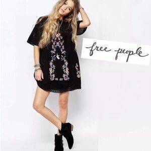 Free People Women’s Perfectly Victorian Embroidered Boho Shift Dress Size XS-EUC